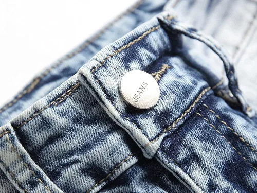 Vista 3 de Vaqueros de lujo con letra del rey príncipe bordados Straigt Slim Fit