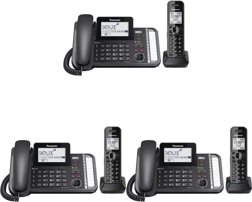 Vista 2 de Teléfono inalámbrico digital KX-TG9581B Link2Cell Panasonic para 3 líneas con banda de frecuencia Dect 6.0, 1-Auricular, Negro