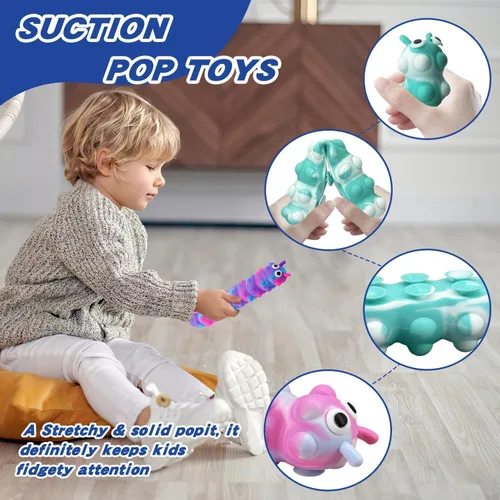 Vista 7 de Juguete Fidget Pop de Succión, Juguetes para Relajarse y Aliviar la Presión, Juguetes Sensoriales Popper Anti-Presión de Compresión 3D para Niños
