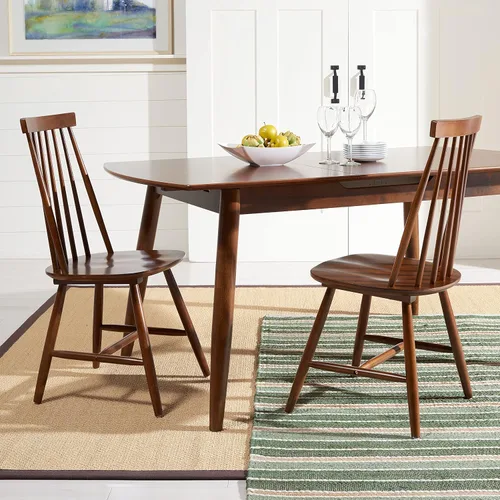 Vista 9 de SAFAVIEH Home Collection Priam Farmhouse - Silla de comedor con respaldo de husillo marrón nogal