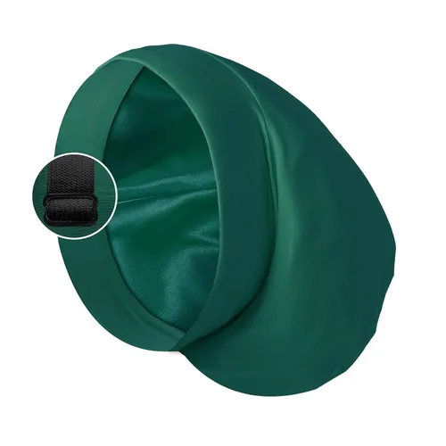 Vista 4 de Gorro de satén con forro de seda, cubierta ajustable para el cabello para mujeres y hombres, gorro de noche para el cuidado de pacientes