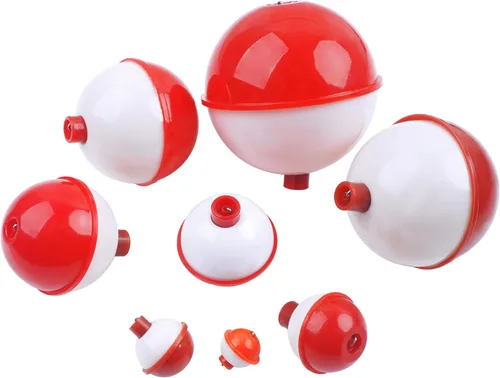 Vista 8 de AGOOL Fishing Bobbers Set Snap Hard ABS on Red/White Fishing Floats Bobbers Push Button Round Buoy Floats Tackle Accessories