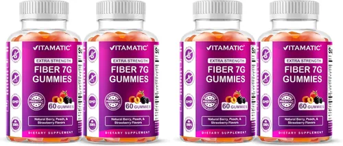 Vista 11 de Vitamatic Gomitas de fibra prebiótica para adultos – 7g de fibra por porción – 60 gomitas a base de pectina de fuerza extra, sin azúcar añadida