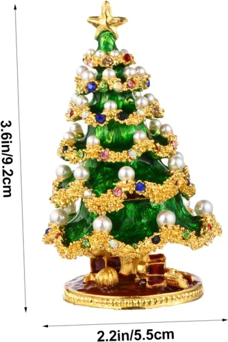 Vista 3 de EXCEART Caja de joyería de 3 piezas para guardar anillos, caja de joyería para árbol de Navidad, organizador de joyas, escritorio, árbol de Navidad