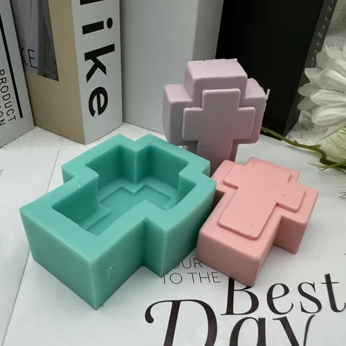 Vista 2 de GreatMold - Molde de jabón de silicona suave con diseño cruzado para hacer jabón hecho a mano, moldes de chocolate para tartas de grado alimenticio