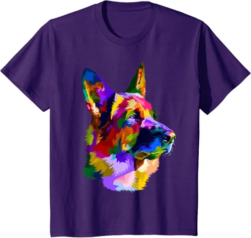 Vista 70 de Camiseta con retrato de pastor alemán para dueños de perros, Negro, S
