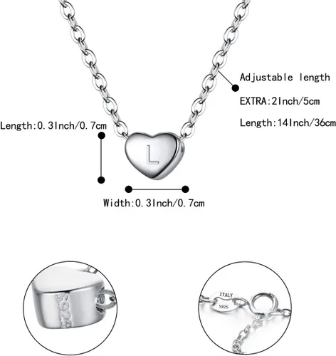 Vista 6 de BriLove Gifts for Mom Girls Women 925 Sterling Silver Tiny Initial Heart Pendant Choker Necklace for Mothers DayValentines