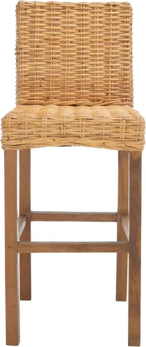 Vista 10 de SAFAVIEH Furniture - Taburete de bar Tobie Rattan - Altura del asiento de 29.53 pulgadas - Marrón miel lavado - Madera de mango - Diseño de asiento