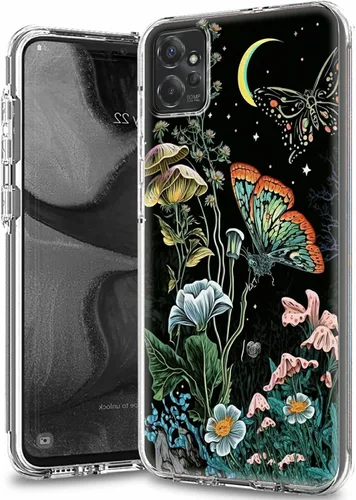 Vista 30 de Funda transparente para Motorola Moto G 5G 2023 con patrón de ciervo de bandera estadounidense para mujeres y hombres, doble capa híbrida de TPU