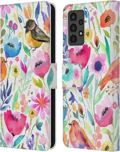 Vista 104 de Head Case Designs Officially Licensed Ninola Brushstrokes Black Summer Patterns Leather Wallet Case Compatible with Samsung Galaxy A07 4G