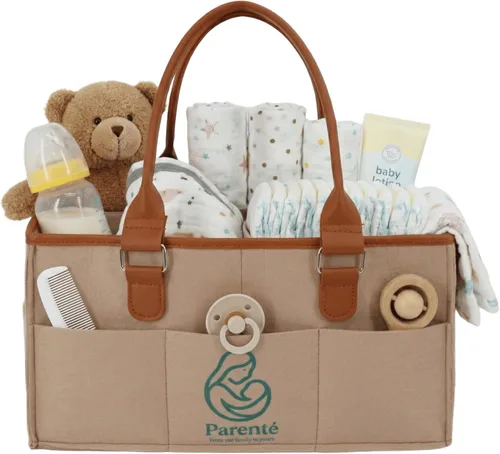 Vista 7 de Organizador de pañales: organizador portátil de bebé para cosas de bebé, artículos esenciales para recién nacidos, organizador con asa, regalos