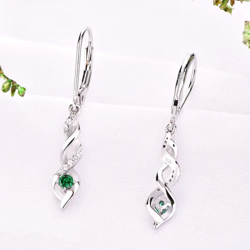 Vista 4 de JO WISDOM - Aretes colgantes de plata de ley 925 con circonita cúbica AAA
