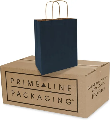 Vista 10 de Prime Line Packaging Bolsas de regalo de papel, bolsas de regalo azul marino, pequeñas con asas, bolsas de compras para negocios, golosinas