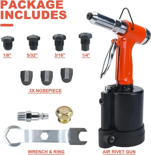 Vista 2 de Herramienta de remache neumática profesional de alta resistencia hidráulica con piezas de nariz de 1/4" 3/16" 5/32" 1/8