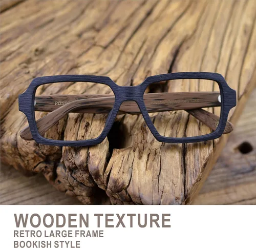 Vista 3 de J&L Gafas Moda Marco Grande De Madera Imitación Unisex Gafas Marco