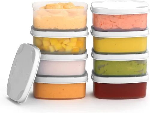 Vista 28 de Recipientes para condimentos con tapas, paquete de 8 unidades, 1.3 onzas. Recipiente para aderezo para ensalada para llevar, pequeños recipientes