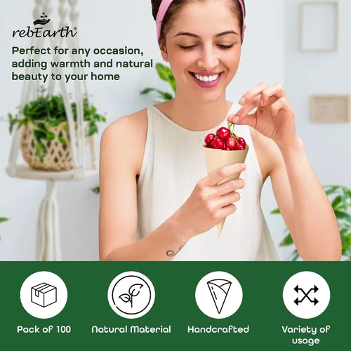 Vista 6 de rebEarth Conos de madera desechables – Conos resistentes al calor para charcutería, aperitivos y aperitivos – Conos de madera de pino