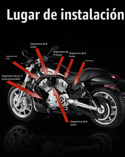 Vista 7 de SUNPIE Kit de luces de tira RGB de 8 piezas para motocicleta