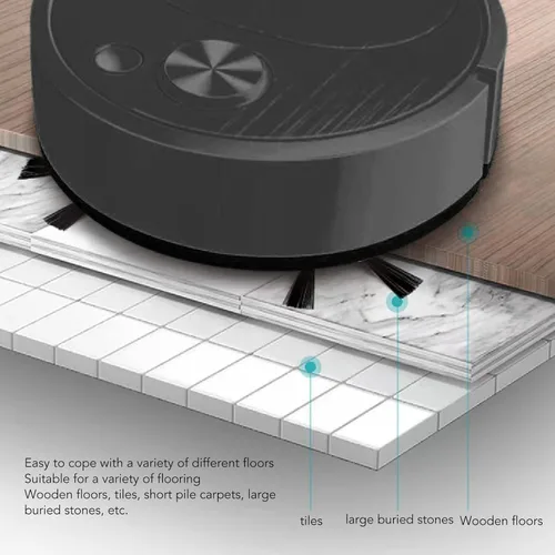 Vista 4 de Robot aspirador y trapeador, recomendaciones de limpieza personalizadas, robot aspirador bueno para pelo de mascotas, alfombras, suelos duros (negro)