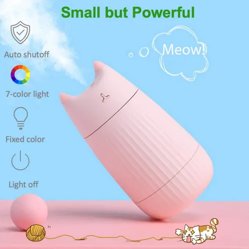 Vista 4 de Mini humidificador portátil de niebla fría con USB mejorado y lindo, para niños, bebé, guardería, dormitorio, oficina, automóvil, escritorio, 7