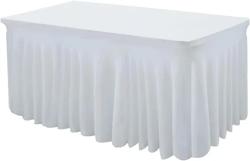 Vista 8 de HAORUI mantel elástico ajustable rectangular de 6 pies para mesas, fiestas, ferias