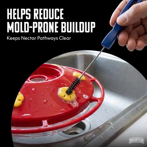 Vista 4 de Brushtech Kit de limpieza de comedero de colibrí, juego de cepillos de precisión de doble acción, 3 cepillos especiales para alimentadores