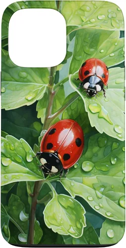 Vista 24 de Ladybugs on Green Leaves Watercolor Case for iPhone 17