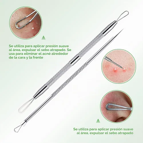 Vista 5 de Kit de herramientas para reventar espinillas, herramienta para eliminar puntos negros, 5 piezas, herramienta extractora de puntos negros para cara