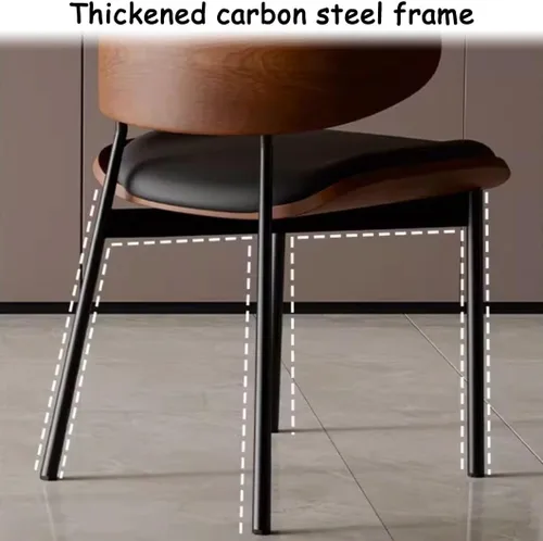 Vista 7 de YVYKFZD Juego de sillas de comedor de mediados de siglo, silla de comedor con respaldo curvado y patas de metal, sillas de cocina tapizadas de Negro