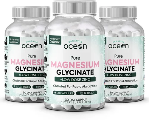 Vista 9 de Organics Ocean Glicinato de Magnesio Puro con Zinc - Suplemento de Magnesio Quelado de Máxima Potencia para Mujeres y Hombres para Calambres