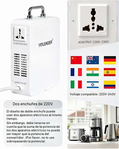 Vista 2 de Yinleader 3000W 110v a 220v convertidor paso hacia arriba transformador