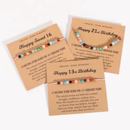 Vista 6 de Miss Pink Pulsera de cristal curativo natural, regalo para niñas y mujeres, pulseras de cuentas de cumpleaños de 7 a 50 años para hija, nieta