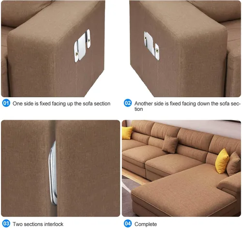 Vista 6 de SONGTIY 4 conectores de sofá seccionales para muebles, soporte de metal de alta calidad para sofá entrelazado con tornillos, adecuado para sofá