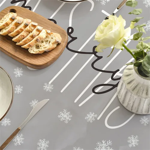 Vista 11 de Horaldaily Mantel de Navidad rectangular de 52 x 70 pulgadas con árboles de Beige