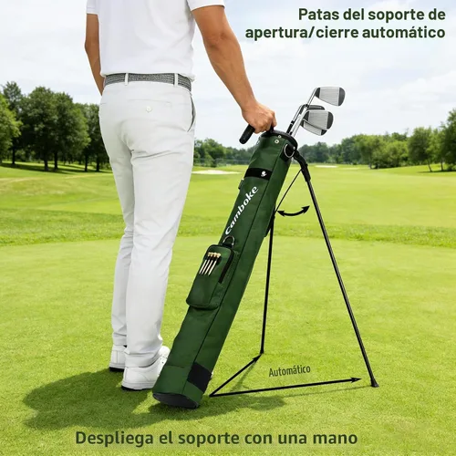 Vista 2 de Bolsa de golf ligera, portátil y duradera con correa acolchada y bolsillo, bolsa de domingo para el campo de conducción, bolsa de práctica divisora