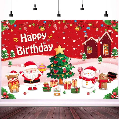 Vista 8 de Banner Telón de Fondo Feliz Navidad Suministros de Decoraciones de Fiesta Navideña de Santa Nieve Invernal Árbol de Navidad Fiesta Navideña Fondo
