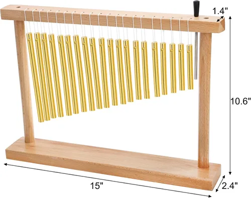 Vista 2 de 20-NOTE - Campanilla de viento de una hilera, instrumento de percusión musical de 20 barras con mazo para decoración de aula, oficina, regalo