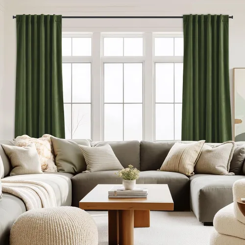 Vista 7 de StangH Cortinas 100% Opacas de 90 Pulgadas de Largo, Terciopelo Verde Musgo con Aislamiento Térmico, Cortinas-Drapeados para Dormitorio, Sala