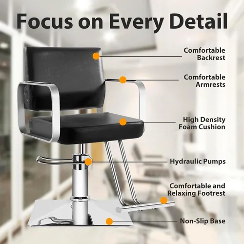 Vista 7 de Sillas de Salón para Estilista Silla con Bomba Hidráulica Silla de Salón de Peluquería Giratoria de 360 Grados Silla de Barbero, Equipo de Belleza