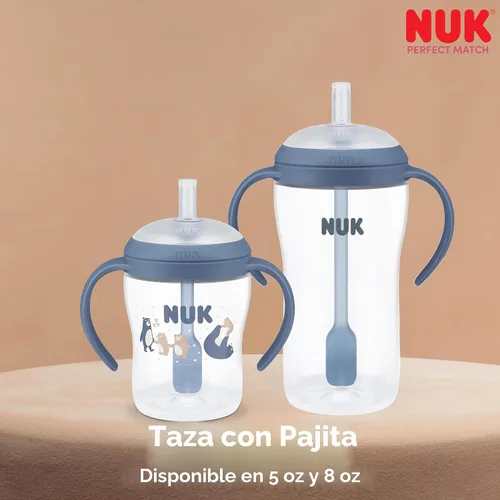 Vista 7 de NUK Perfect Match - Taza de aprendizaje con pajita, 8 onzas, paquete de 2 – Pajita suave, asas de fácil agarre, sin BPA, taza de transición a prueba