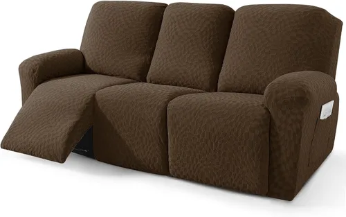 Vista 10 de ZNSAYOTX 2026 Funda elástica para sillón reclinable de 3 piezas (61 cm-94 cm) Fundas súper suaves para silla reclinable con bolsillo grande y lazos