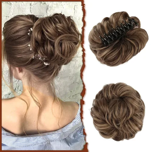 Vista 27 de SOFEIYAN Pinza de Gancho Extension de Cabello con Forma de Moño Desordenado, Cabello Ondulado y Rizado, Pinza de Gancho, Chignon, Cola de Caballo