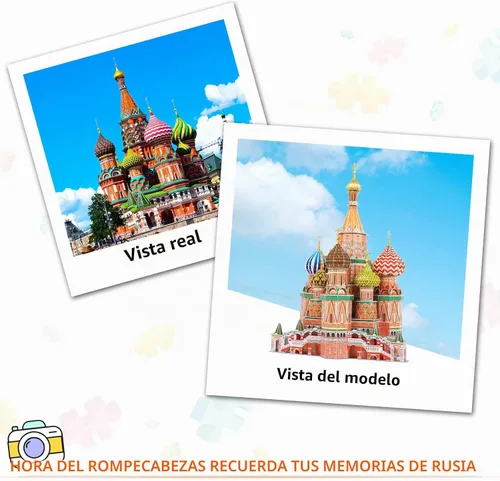 Vista 3 de Rompecabezas 3D para adultos y niños, set de construcción de la Catedral de San Basilio, kits de modelos de manualidades de arquitectura de catedral