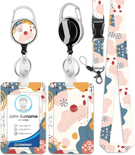 Vista 11 de HAKUNEI Be Kind Daisy - Soporte para tarjetas de identificación con cordón de separación, soporte positivo con carrete, retráctil, desmontable