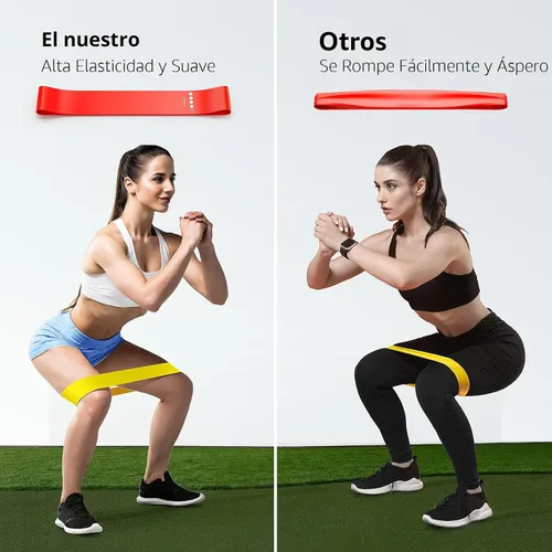 Vista 4 de Resistance Bands for Working Out, 5-Pack Elastic Exercise Bands for Strength Training, Stretching, Workout; Home Gym Equipment for Women Men