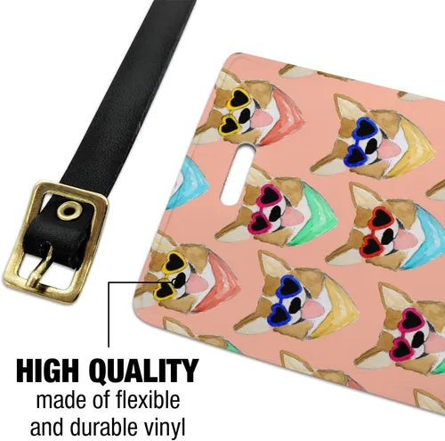 Vista 2 de Corgi Juego de 2 tarjetas de transporte con diseño de gafas de amor para perro y cachorro