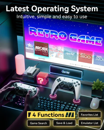Vista 5 de Retro Gaming Console, 20,000+ Retro Game Stick, 23 Emulators, 4K HD TV Game Stick, Built-in Classic Video Games, Plug & Play Game Console for TV
