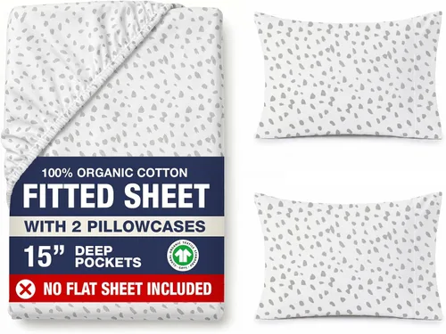 Vista 44 de LANE LINEN - Sábana bajera tamaño individual 100% algodón orgánico y 1 funda de almohada, tejido de percal suave, transpirable, apta para colchones