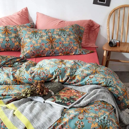 Vista 6 de EAVD Funda de Edredón Floral de Estilo Vintage Individual Suave 100% Algodón Juego de Ropa de Cama con Flores para Niñas Mujeres Reversible Elegante