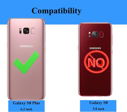 Vista 2 de Androgate Funda para Samsung Galaxy S8 Plus con protectores de pantalla HD, soporte de anillo de metal de grado militar, prueba de caídas de 15